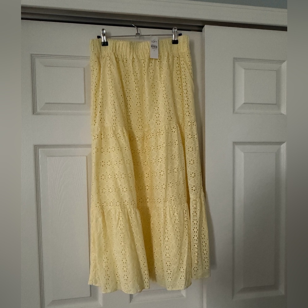 Elegant Yellow Eyelet Skirt Loft